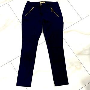 Michael Kors Navy Blue and Gold Zipper Ankle Cropped Pants.  Sz 2